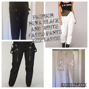 Fashion nova black and white cargo pants